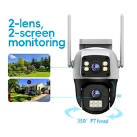 Caméra de surveillance extérieure sans fil WiFi PTZ HD IP 8MP 4G avec carte SIM, double objectif, double écran et suivi automatique pour la sécurité 3