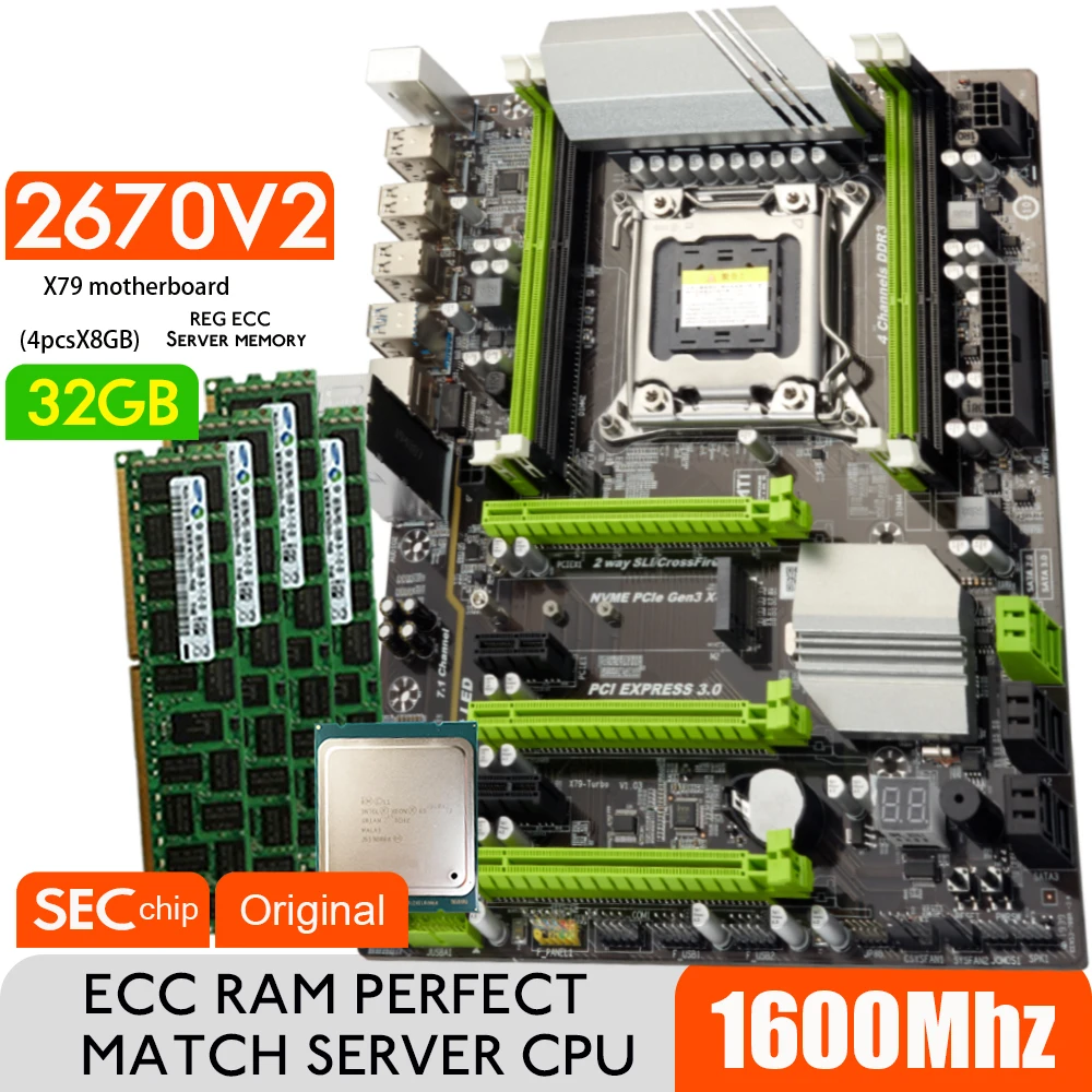 Atermiter-D3-Turbo-Motherboard-LGA2011-ATX-Combos-E5-2670V2-CPU-4pcs-x ...
