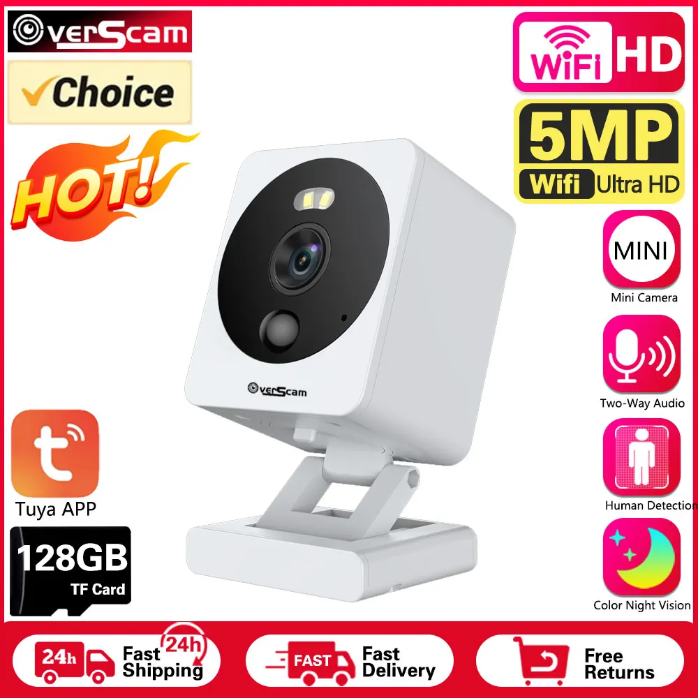 5MP Wifi Tuya Block Folding Camera Waterproof Smart Life Home Security Wireless Outdoor Mini Camera IP CCTV Two Way Audio