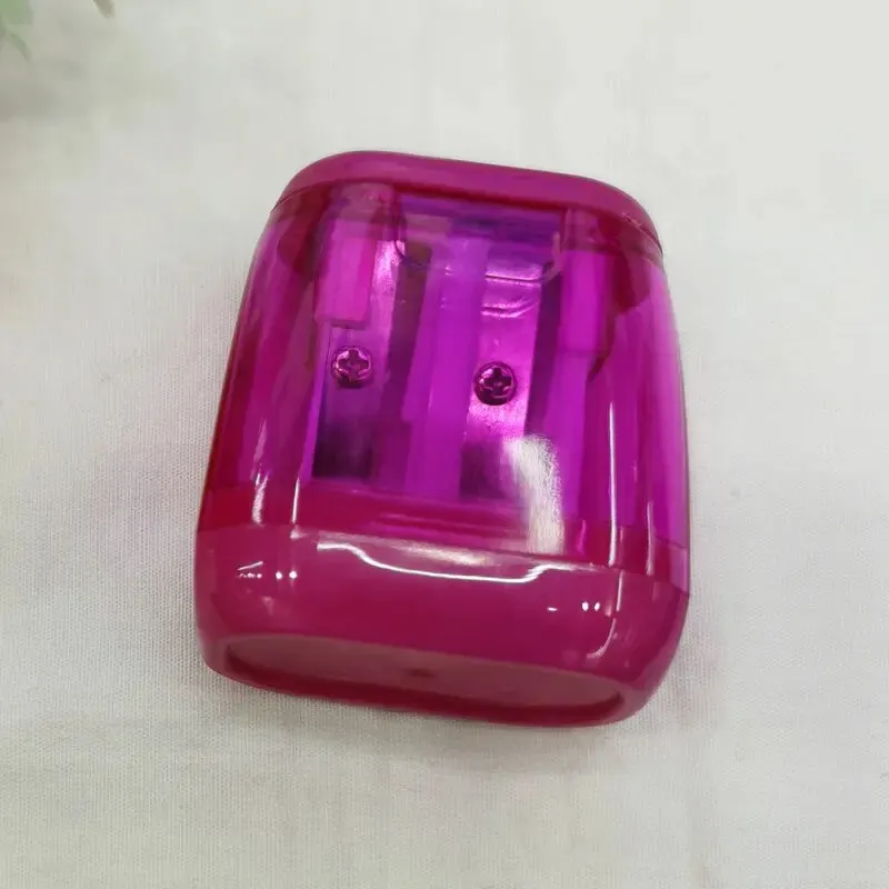 1pc Student Plastic Transparent Pencil Sharpener Geometric Double Hole Sketch Manual