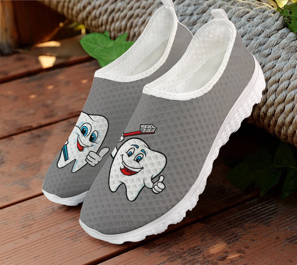 

Cute Toothbrush Pattern Mesh Loafers Women Flats Slip On Sneakers Teeth/Dental/Dentist Ladies Shoes Summer Female Casual Shoes