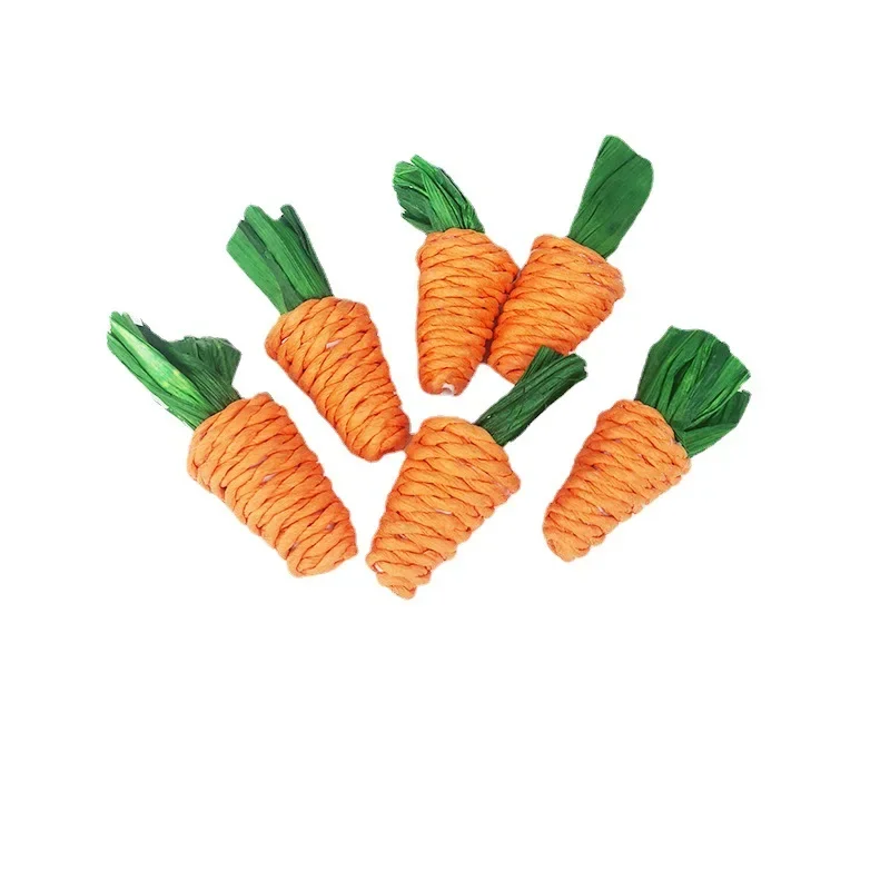 Pet Chew Toys Pet Toys Pet Teeth Grinding Toy Hamster Toy Hamster Rabbit Chew Toy Bite Grind Teeth Toys Corn Carrot Woven Balls for Tooth Cleaning Radish Molar Toys Pet Supplies 1pc