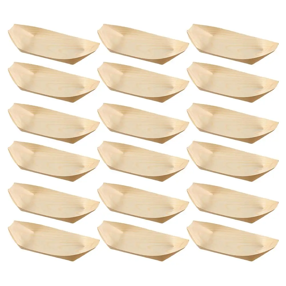 150 Pcs Disposable Sushi Wood Boat Wooden Snack Bowls Food Containers Party Plates Kitchen Barware Trays Dining Supplies