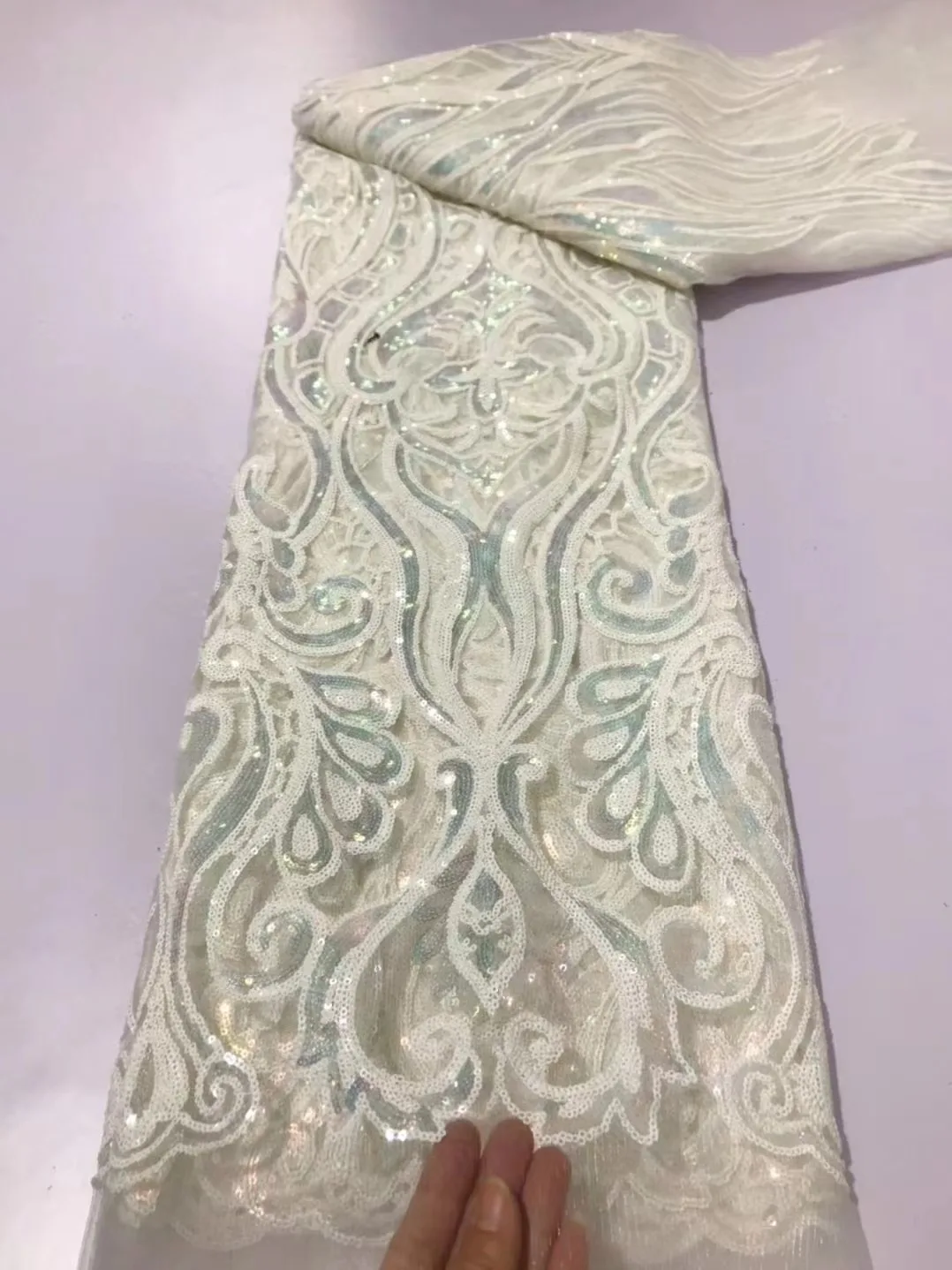 

African Sequins Lace Fabric 2024 High Quality Embroidery Nigerian French Tulle Laces Material For Wedding Dress Sewing
