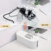 Large Cable Management Box with Lid | Portable Oval Desktop Organizer to Hide & Sort Wires for Home Office 4