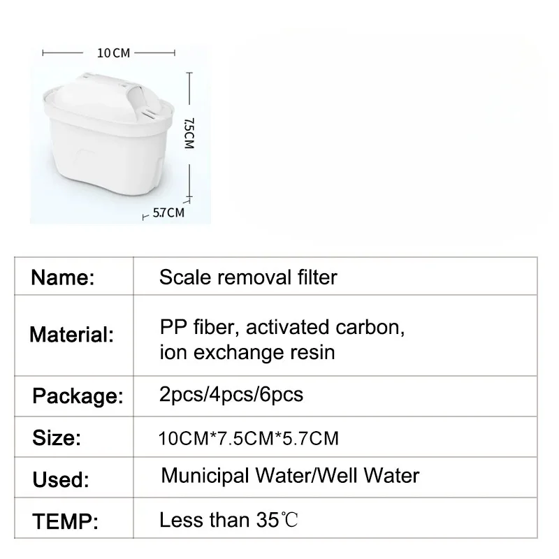 Cartouche filtrante eau Brita compatible - Lot 2/6/12 - Réduit chlore, plomb, calcaire