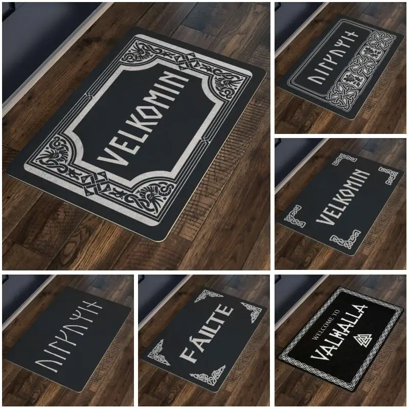 Floor Mat Old Norse Welcome Doormat Norse Pagan Rustic Viking Pagan Home Decor Asatru Wikinger Vikings Mat Welcome To Valhalla Black Mat