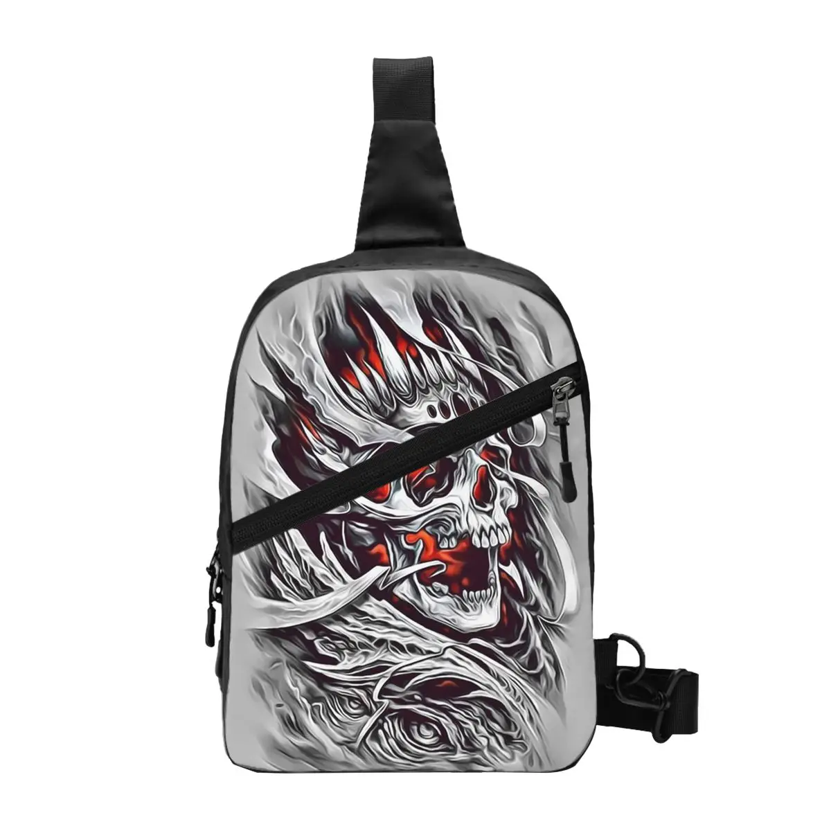 

Halloween Gothic Skeleton Sling Chest Bag Custom Horror Death Skull Shoulder Crossbody Backpack for Men Travel Hiking Daypack