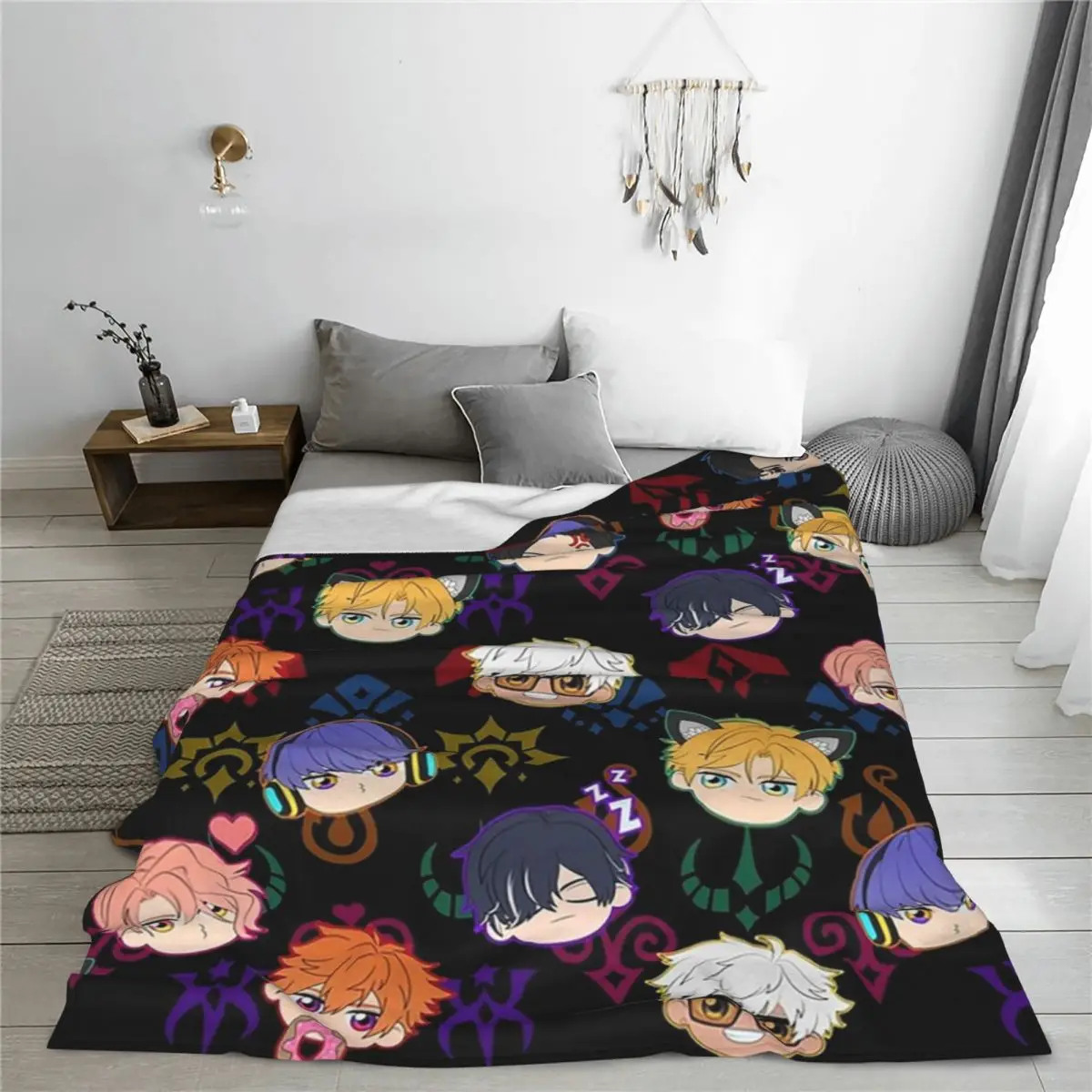 Obey Me - Demon Brothers Pattern Blanket Fleece Super Soft Sofa Throw Blankets For Couch Bedding Office Throws Bedspread Quilt 4