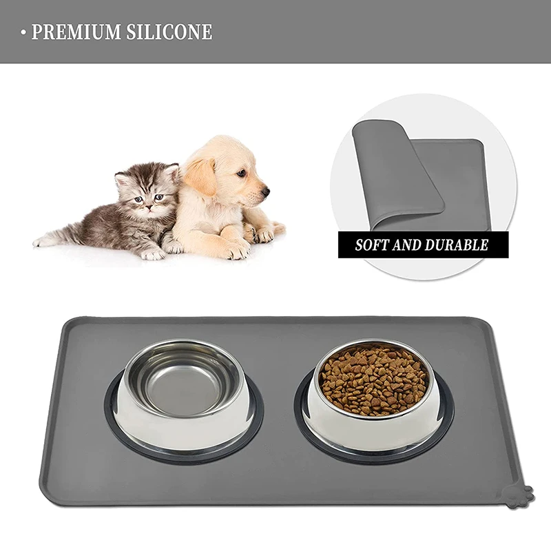 CDDMPET Silicone Pet Food Mat Dog Cat Bowl Mat Non-Stick Fountain Tray Easy Washing