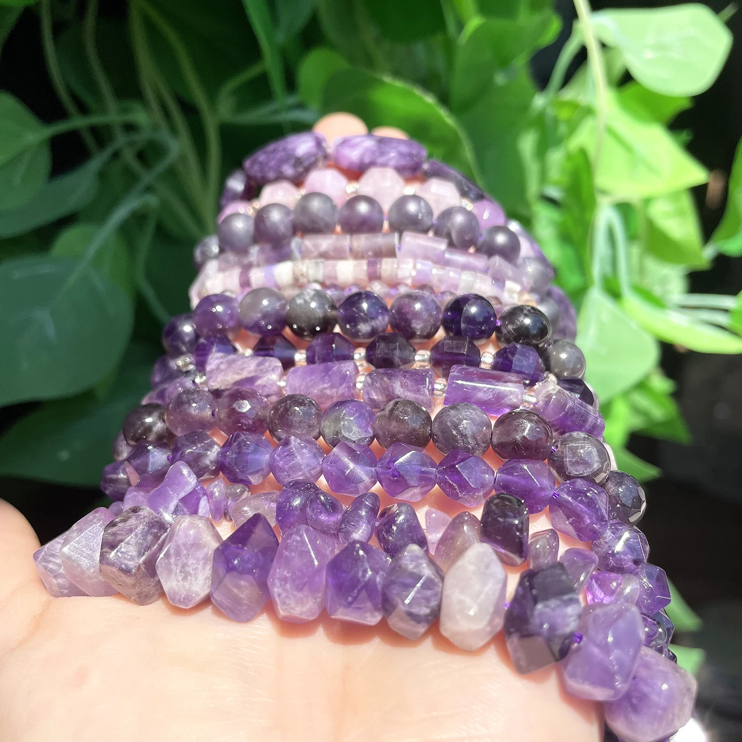 Natürlicher Amethyst-Edelstein, verschiedene Stile, unregelmäßig, facettiert, ovaler Tropfen, lila Quarz, lose Perlen für Schmuckherstellung, DIY-Armband – Detail 7