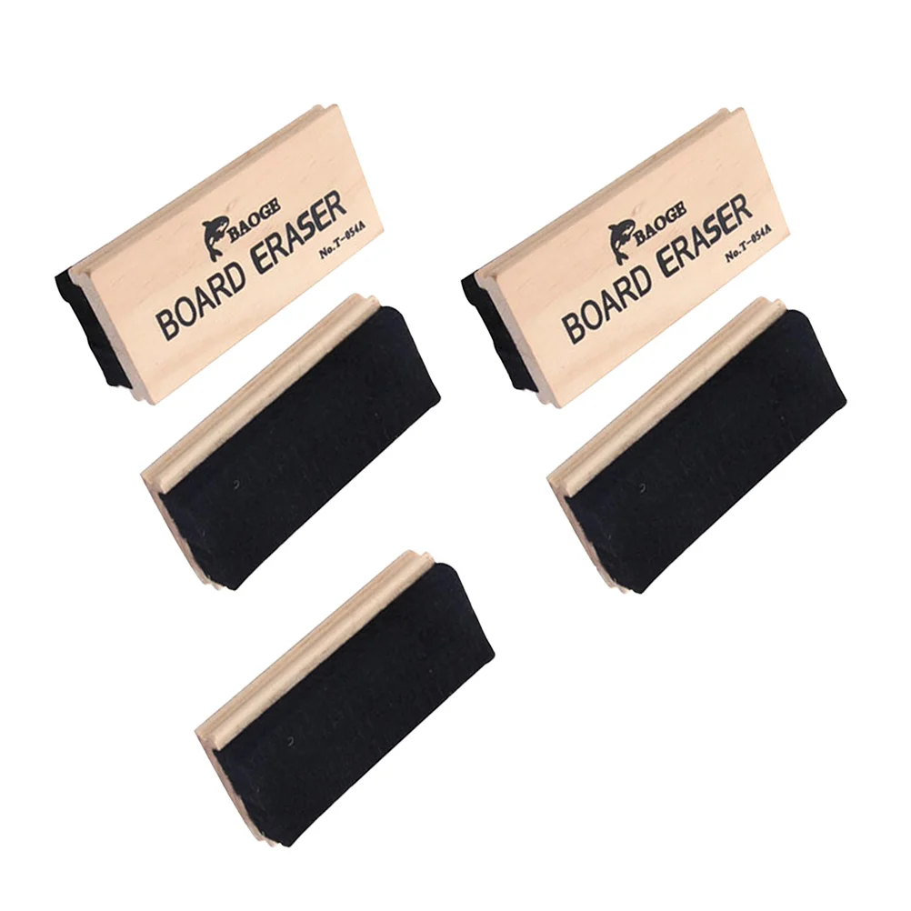 

5 Pcs Chalkboard Eraser Whiteboards Wooden for Dry Black Bamboo Office Classroom Blackboards