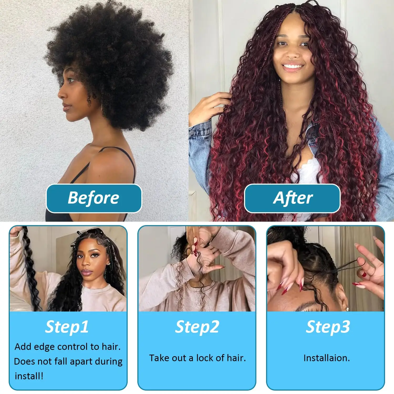 350# Ginger Orange Bulk Human Hair for Boho Braids No Weft 1 Bundle 50g Deep Wave Human Hair Bulk Curly Extensions for Braiding 6