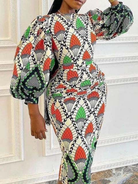 Fumi O-Neck Bob Sleeve Print Dress