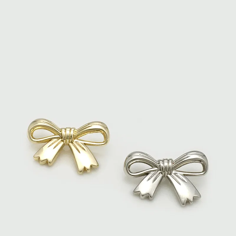 10pcs 20mm 23mm 28mm Gold Silver Metal Hollow Bow Buttons Special Button Wholesale 5
