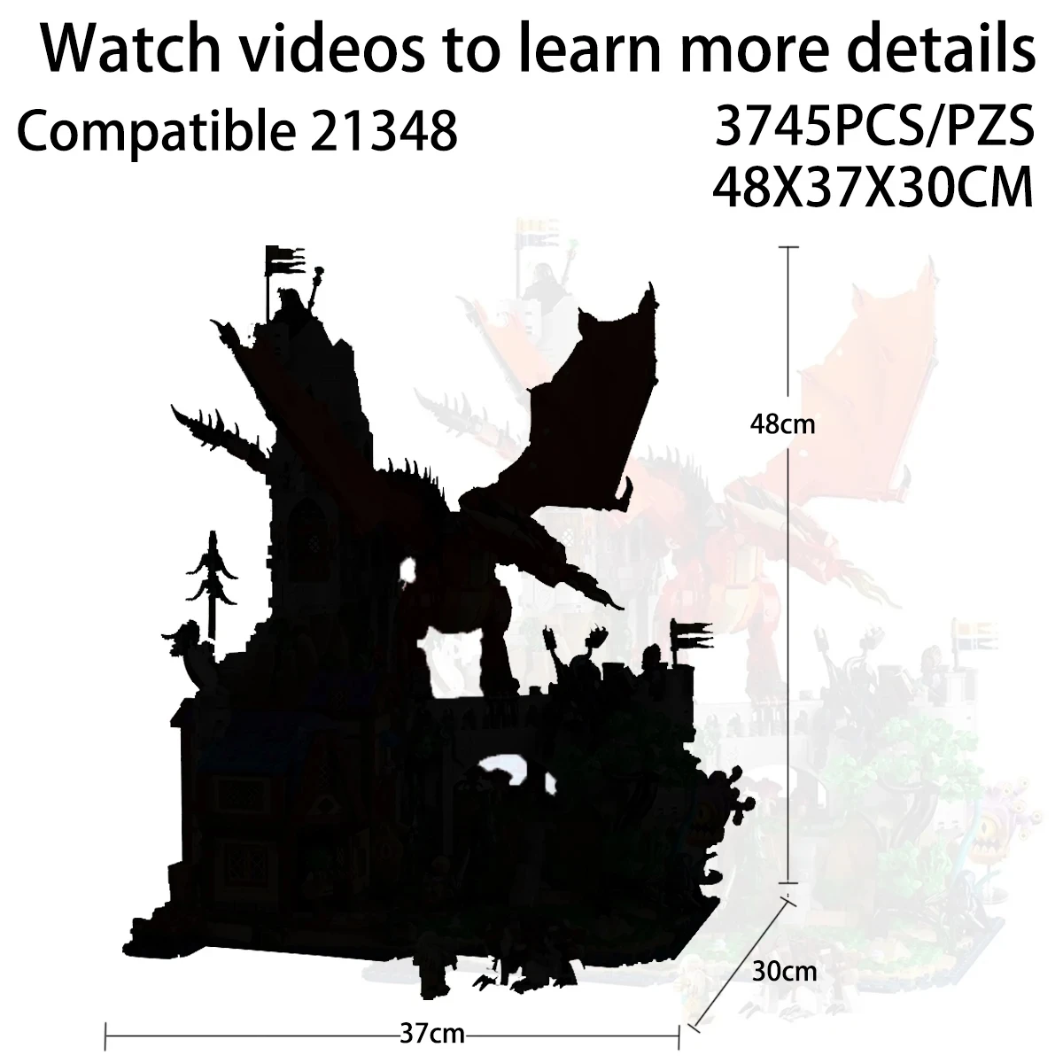 

В наличии, новинка 2024, идея, 21348 игра, красный дракон, сказочный режим, набор для строительства, модель блока, архитектура, кирпичи, игрушки для мальчиков, подарок