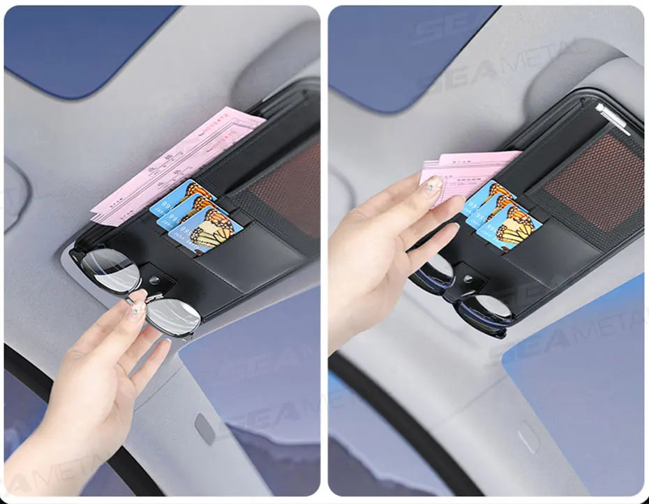 SEAMETAL Auto-Sonnenblenden-Aufbewahrungsbox, Innenraum-Organizer für Sonnenbrillen und Karten, Multifunktionale Sonnenschutz-Organizer-Tasche – Detail 6