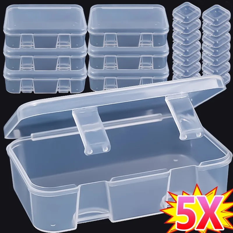 1/3/5pcs/pack Small Plastic Transparent Storage Box for Jewelry Container Case Home DIY Beads Crafts Package Clear Cases Boxes 4 pcs clear plastic box display case beads storage container 72x52mm plastic storage box