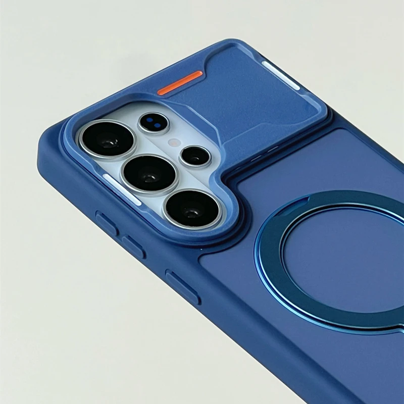 Rotatable Magnetic Bracket Phone Case with Wireless Charging Stand and Shockproof Protection