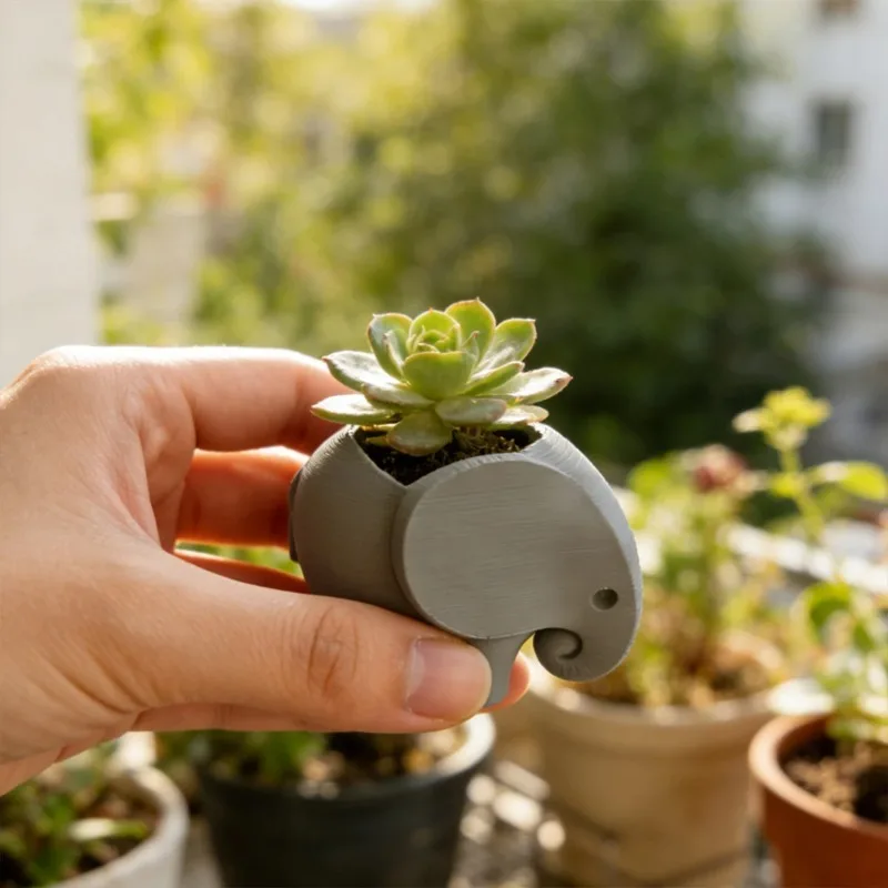 Adorable Elephant Planter: Mini Desktop Greenery Display & Minimalist Decor Gift