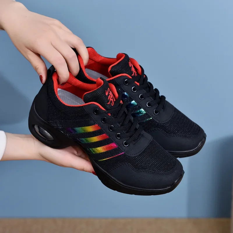 Women Sneakers Jazz Dance Shoes Flying Woven Mesh Face Modern Dancing Shoes For Woman Spring Summer Ladies Outdoor Sports Shoes