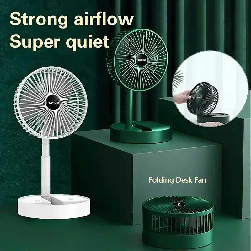 Desktop Foldable Retractable Small Fan Mini Portable Charging USB Home Low Noise High Duration Standby Mini Electric Fan 6