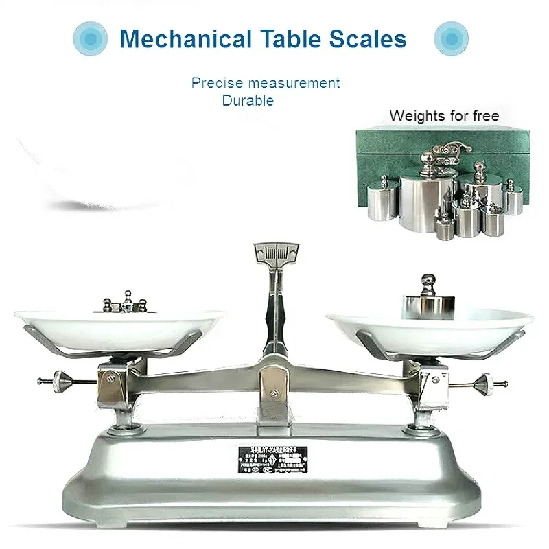 Table Balance Counterbalance Students Teaching Lab Mechanical Scale Top-pan Balance With Weights Tweezer Max. 2000 g (d=2g)