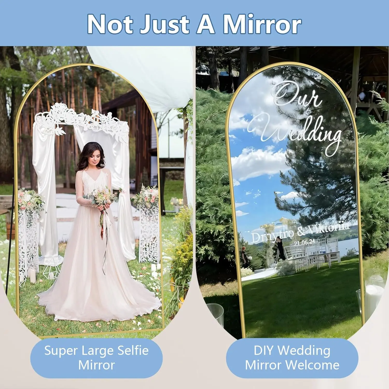 Large 82" Arched Floor Standing Mirror with Stand, Wall Mounted