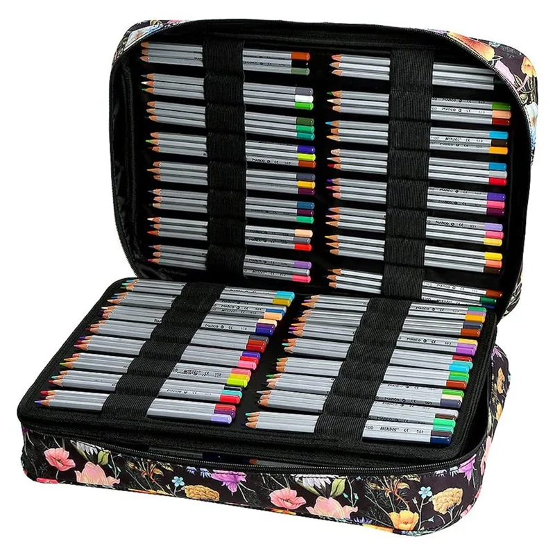 Portable Colored Pencil Case 480 Slots Pencil Case Or 320 Gel Pen Case  Organizer With Strap For Student Or Artist - AliExpress