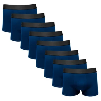 Kit Com 8 Cuecas Boxer Cotton Confort Masculina Azul Marinho 1