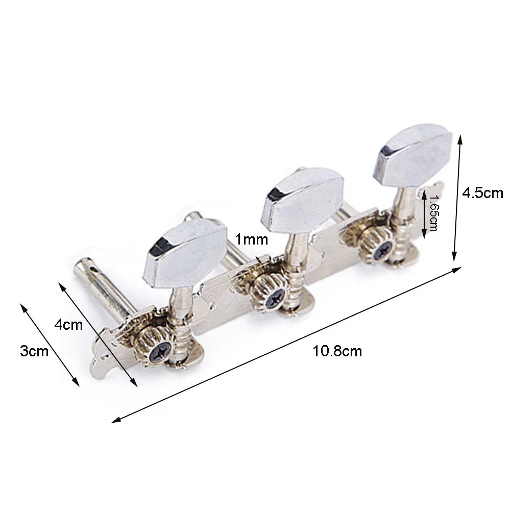 Chrome Guitar String Tuning Pegs - Set of 6 (3 Right, 3 Left) for Acoustic/Folk Guitars
