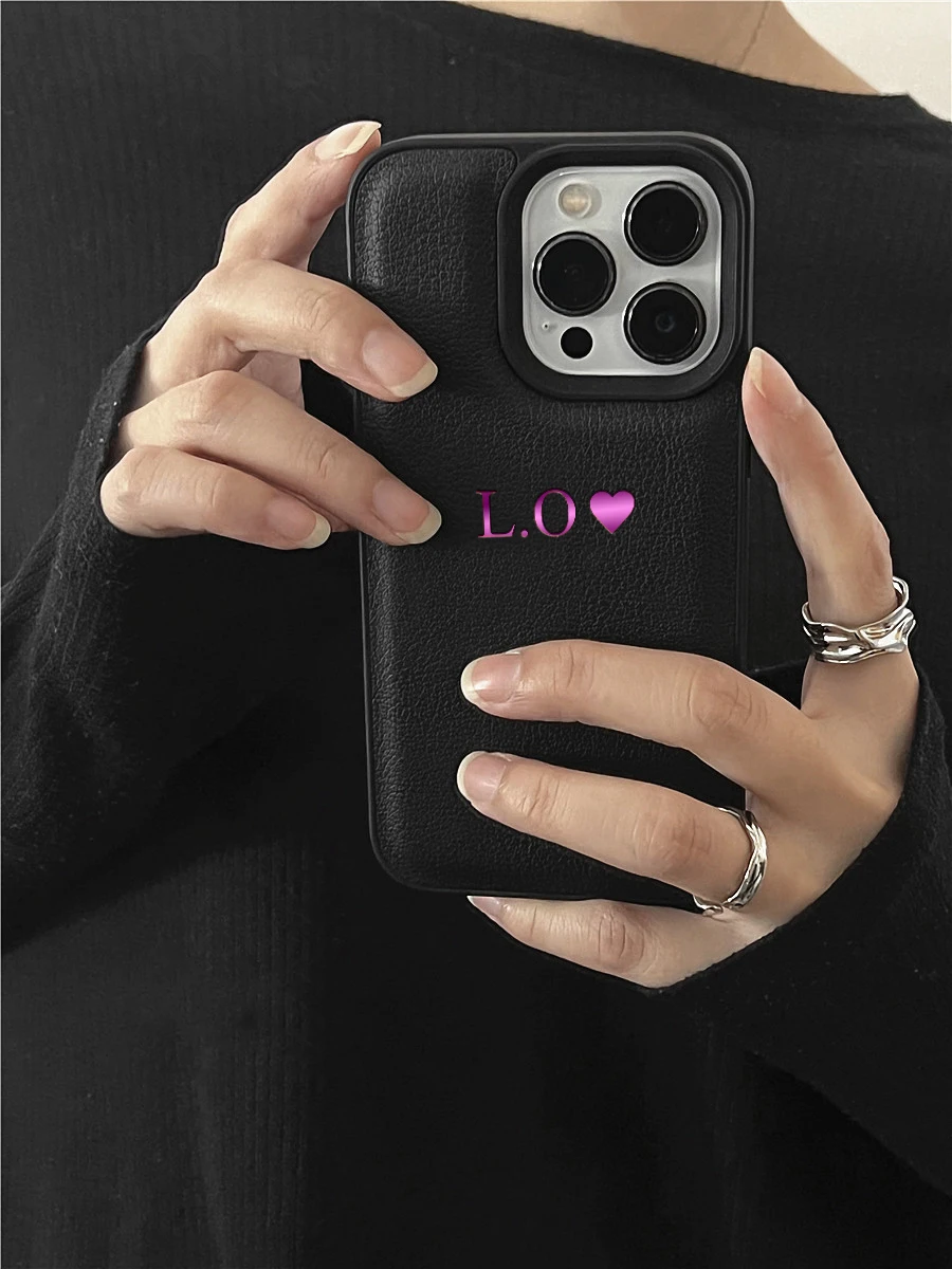 Luxury Personalized Leather Case with Customized Initials and Name, Enhanced Cover Design