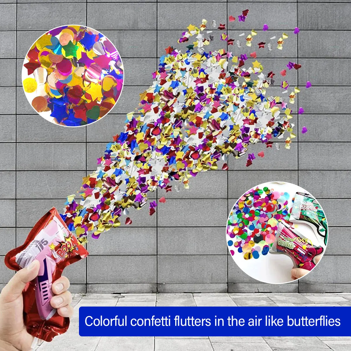 Fireworks Inflatable Confetti Gun Poppers Confetti Shooter Handheld Cannon 10/20/30 Pcs Multicolor Inflatable Toy hand throw confetti poppers,party decorations
