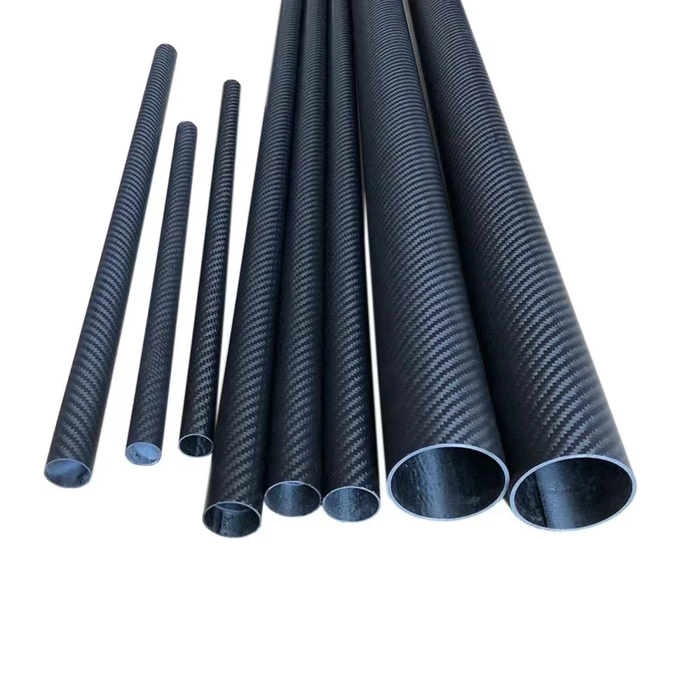 3K 탄소 섬유 튜브 트윌 매트 코일 튜브, 모델 비행기 또는 연에 사용, 길이 500mm, OD 6-40mm, 벽 두께 1.5mm, 2 개