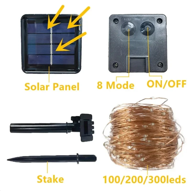 12M 100leds Solar Led Fairy Light Outdoor Festoon Led Waterproof Garland String Lights Christmas Party Garden Solar Lamp Decor