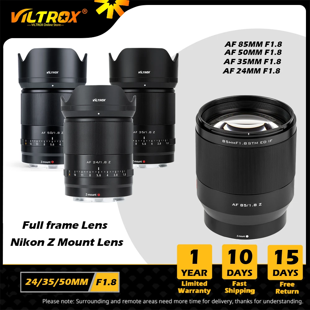 

Viltrox 24mm 35mm 50mm 85mm F1.8 Z Auto Focus Full Frame Lens Large Aperture Portrait AF Lens for Nikon Lens Z Mount Camera Lens