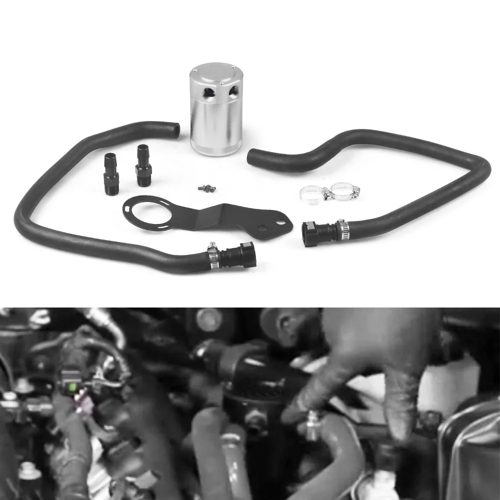 Mishimoto MMBCC-CAM8-16PBE Baffled Oil Catch Can Kit, PCV Compatible with Chevrolet Camaro SS, -, Black