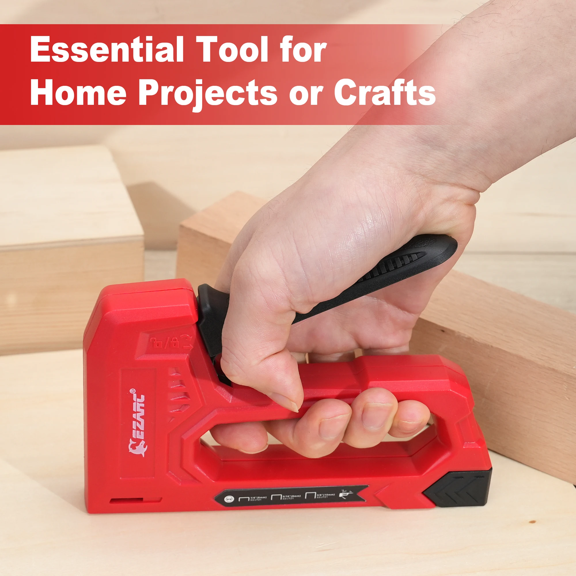 EZARC Hand Staple Gun Kit for Woodworking with 1000 Staples and Staple Remover, Light Duty Stapler and Nail Gun for DIY Crafts 3