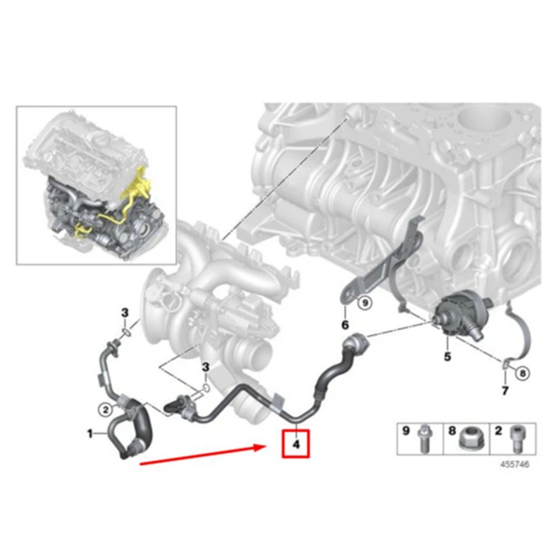 터보차저 냉각수 리턴 라인, BMW F20 F30 G30 X3 X4 125I 330I 11537643226, 2X 1 피스