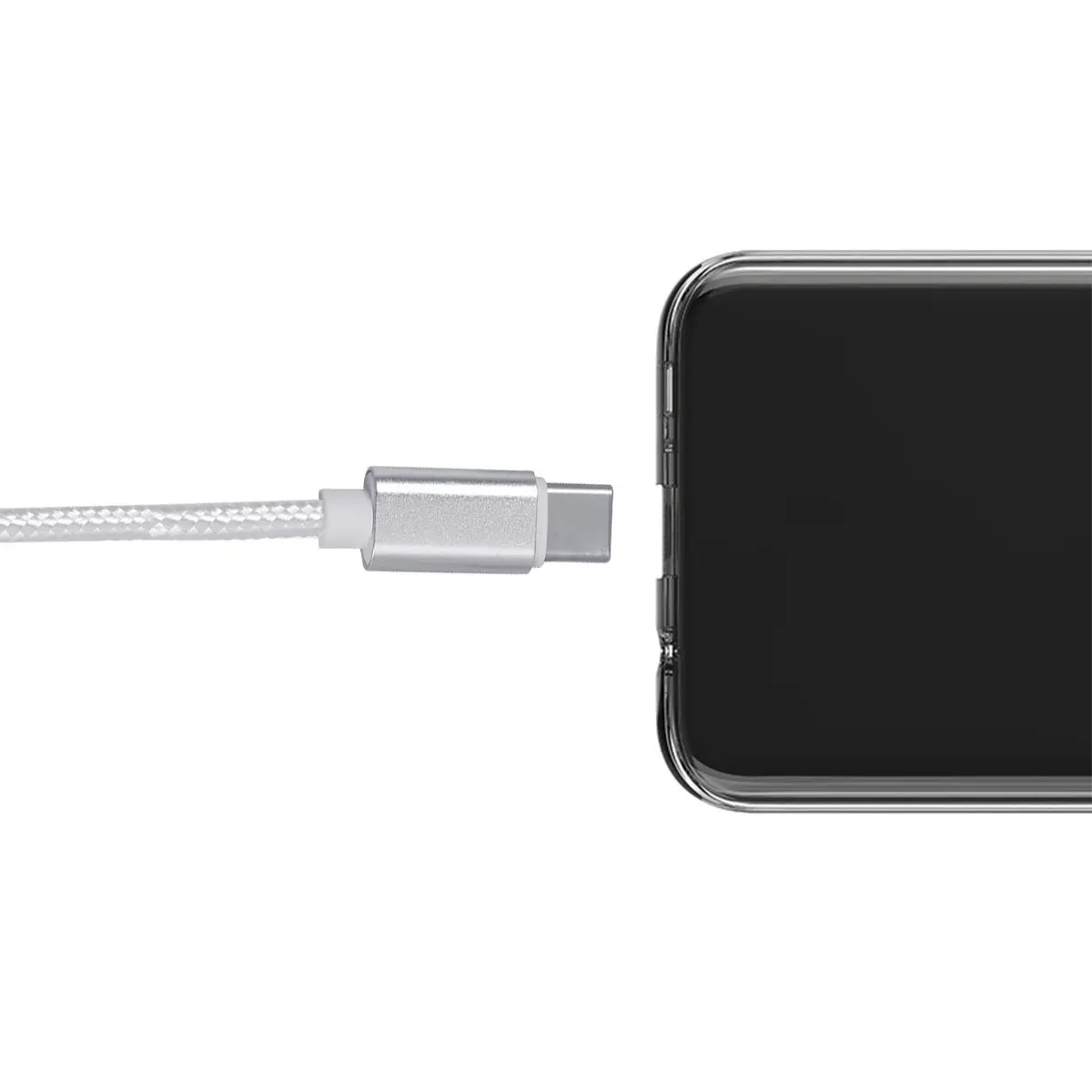 1M 헤비듀티 나일론 브레이드 USB 타입-C 케이블 3A 고속 충전 480Mbps 싱크 USB C 충전 케이블 (S23 15 그레이)
