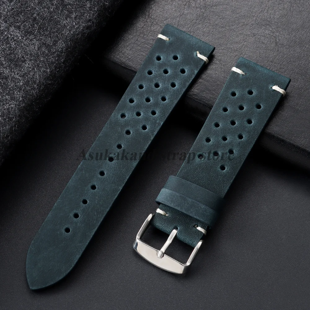 Vintage Cowhide Leather Watch Strap - Black Brown Universal Watchband