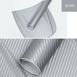 3D Carbon Fiber Vinyl Film for Car Interior Styling - 15x127cm Roll (3D Silver)