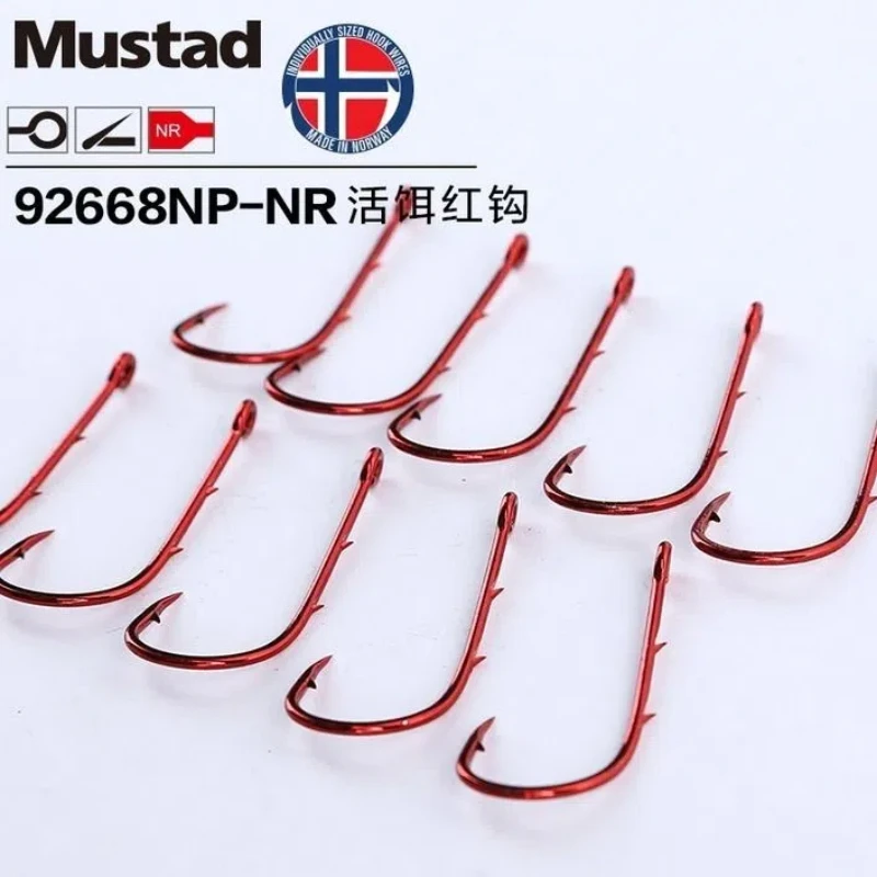 Original Mustad 10 Packungen Mustad Doppel-Stachelhaken zum Angeln mit lebendem Köder, 92668, Haken aus Kohlenstoffstahl, Aal-Angelhaken – Detail 9
