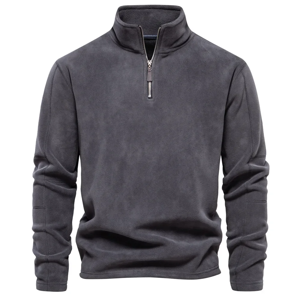 

Half Zip Stand Neck Sweaters for Men Autumn Winter Fashion Polar Fleece Tops Mens Long Sleeve Sweatshirt Male Clothes
