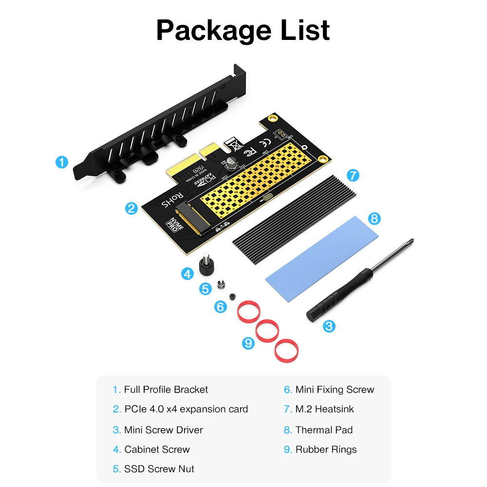 Jeyi-pcie para Adaptador Nvme com Dissipador de Alumínio Ssd Cartão de Expansão Desktop 64gbps Ssd M.2 Gen4 Pcie 4.0 x4 x8 X16 - Imagem 6