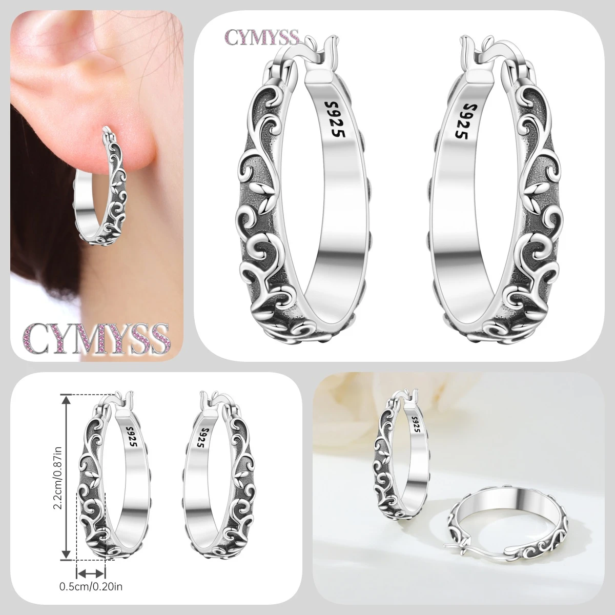 Heißer Verkauf 2026 Original 925 Sterling Silber Türkis Zirkon Blaue Blumen Ohrringe Schmuck Creolen Damen Party Trendige Geschenke – Detail 23