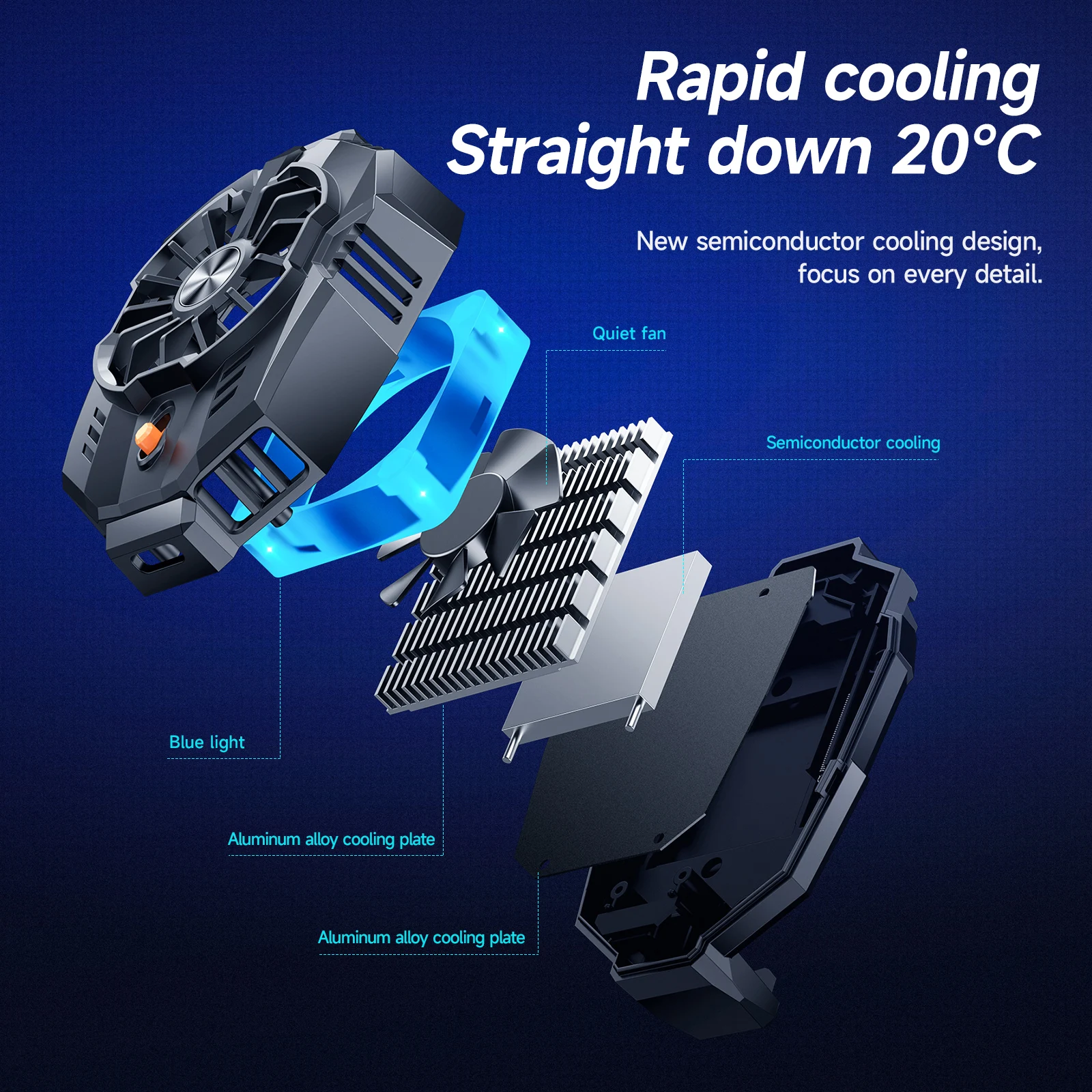 Hoco Mobile Phone Cooling Fan Radiator For iPhone 12 13 Pro Max Universal Back Clip Game Cooler Support 4.5-7 inch Smart Phones