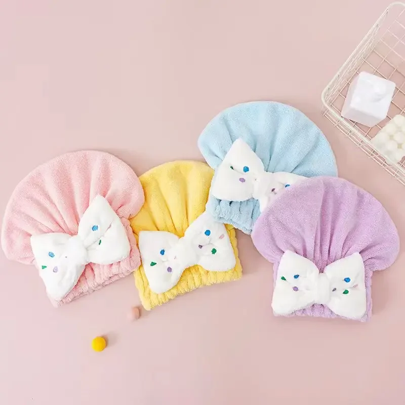 Cute Children Kids Quickly Dry Hair Wrapped Towels Dry Hair Hat Bath Hats Portable Coral Fleece Shower Cap Bath Accessories