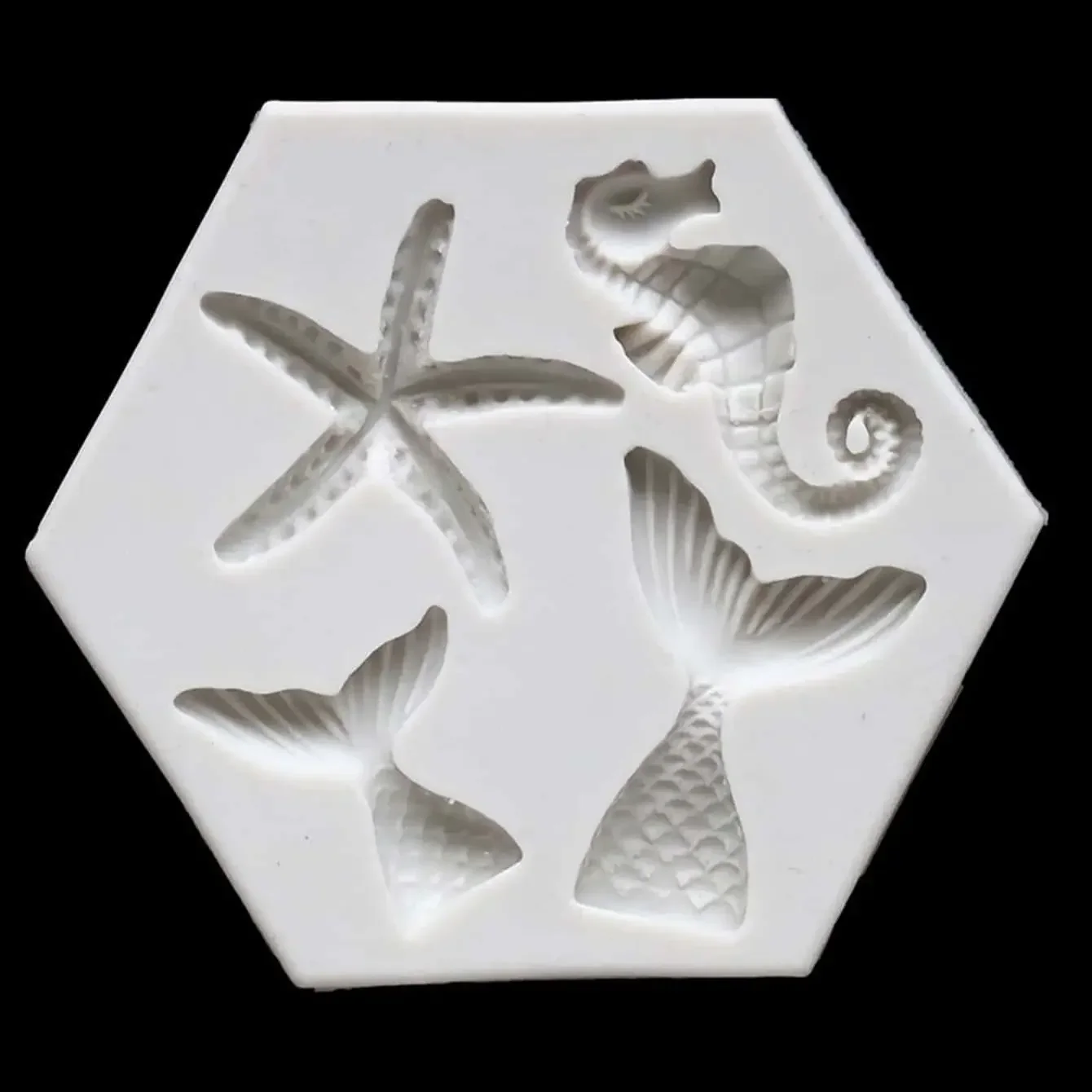1pc-Ocean Series DIY Baking Small Fish Tail Starfish Haima Liquid Silicone Mold