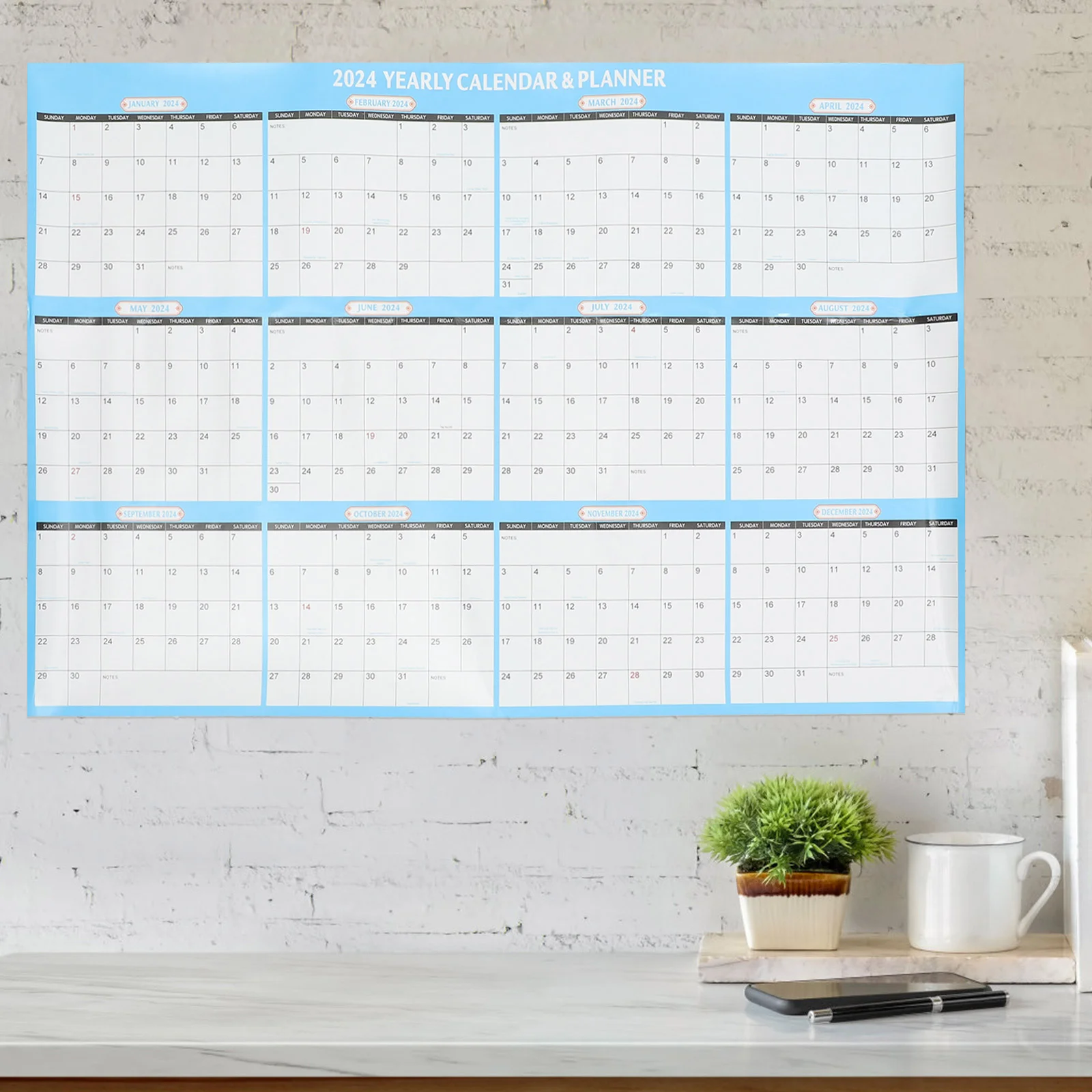 

2024 Wall Laminated 12 Month Calendar Holiday 2024 Monthly Planner Calendar Appointment Hanging Laminated 12 Month Calendar